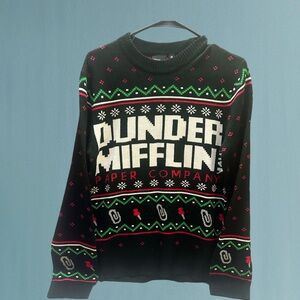 The Office Holiday Festive Black and Green Women's Sweater M